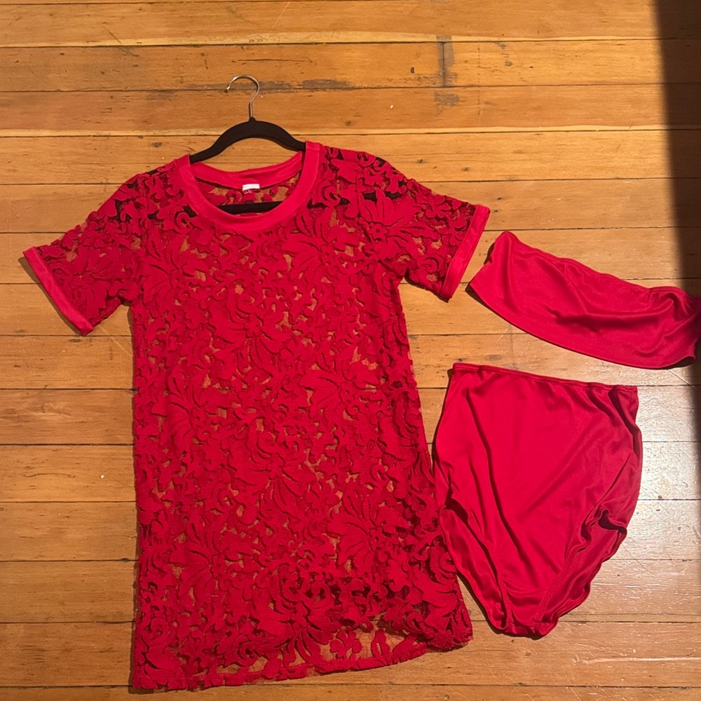 Lucy in the Sky Scarlet lace shirt dress